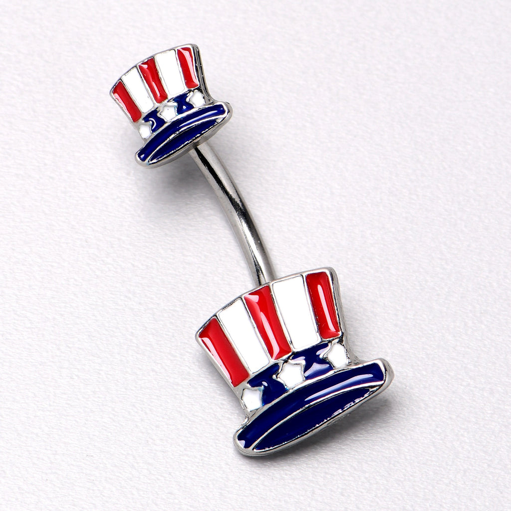 Patriotic Uncle Sam Top Hat Double Mount Belly Ring