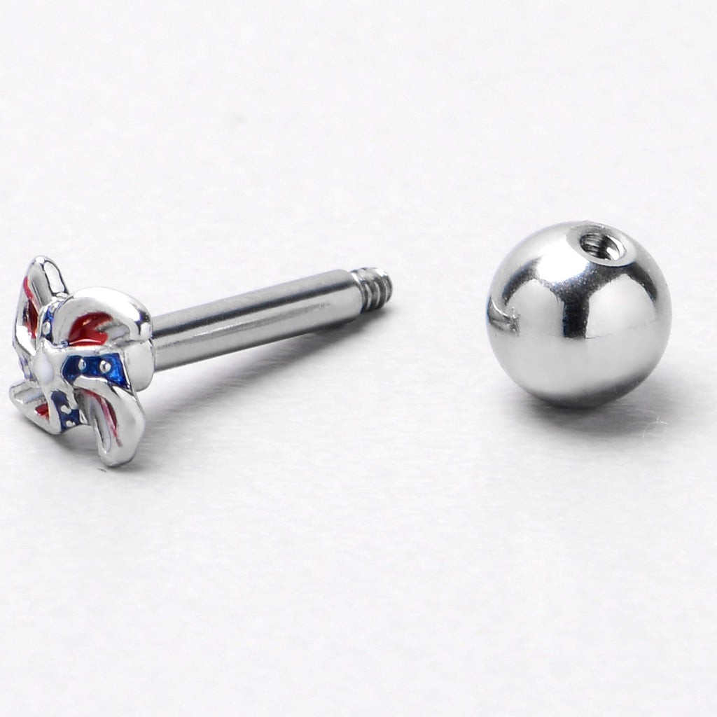 16G 1/4 Patriotic Pinwheel Cartilage Tragus Earring