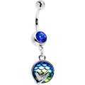 Blue Gem Mermaid Dark Blue Scale Tail Dangle Belly Ring