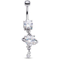 Clear Gem Round Celestial Starry Heart Dangle Belly Ring