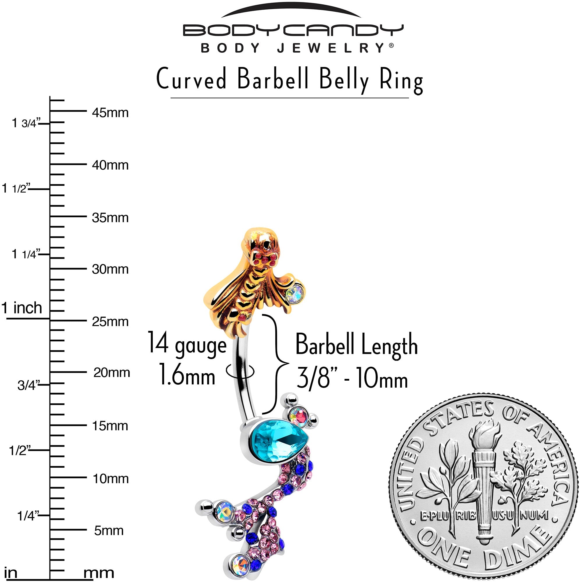 Aurora Gem Abstract Mermaid Double Mount Belly Ring