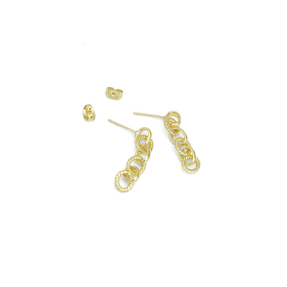 Gold Oval Link Chain Earrings, Sku#LK1014