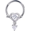 16G 3/8 Clear Gem Fusion of Love Arrow Heart Hinged Segment Ring