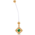 Green Clear Gem Bioplast Royal Beauty PTFE Dangle Pregnancy Belly Ring