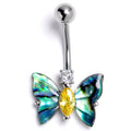 Clear Yellow Gem Dark Butterfly Belly Ring