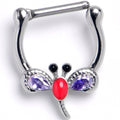 16G 5/16 Purple Gem Embellished Dragonfly Cartilage Clicker