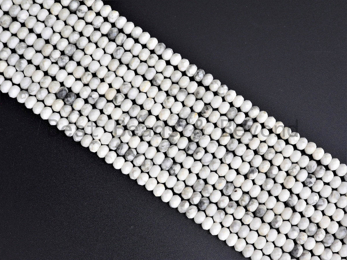 Natural Faceted Rondelle Howlite beads,2x3mm/3x5mm Natural W
