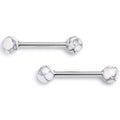 14G 5/8 White Howlite Natural Stone Barbell Nipple Ring Set