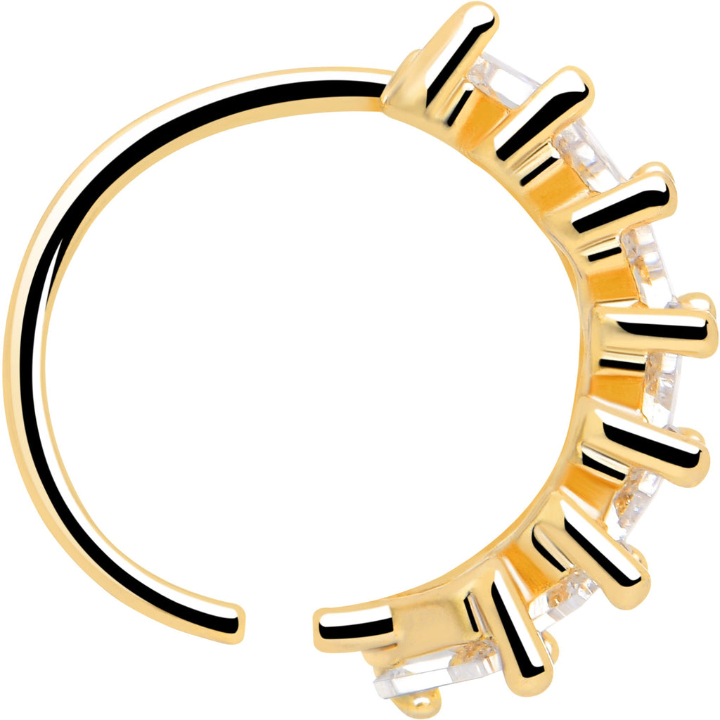 20G 5/16 Gold Toned Princess Cubic Zirconia Bendable Hoop