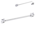 14G Clear Gem Internally Threaded Industrial Barbell 38mm