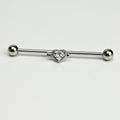 14G Clear Gem Fusion of Love Arrow Heart Industrial Barbell 38mm