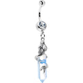 Clear Gem Mermaid Rider Dangle Belly Ring