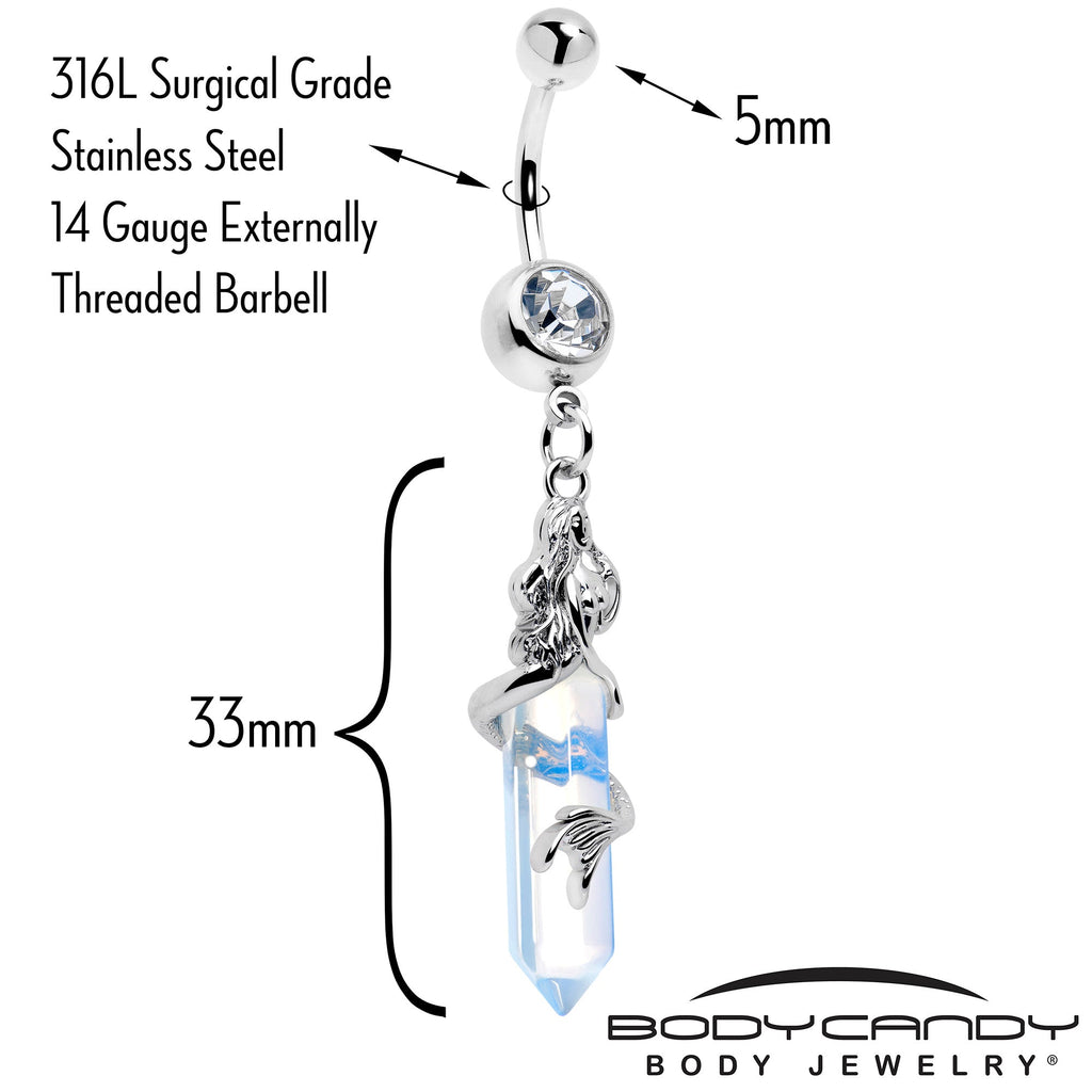 Clear Gem Mermaid Rider Dangle Belly Ring