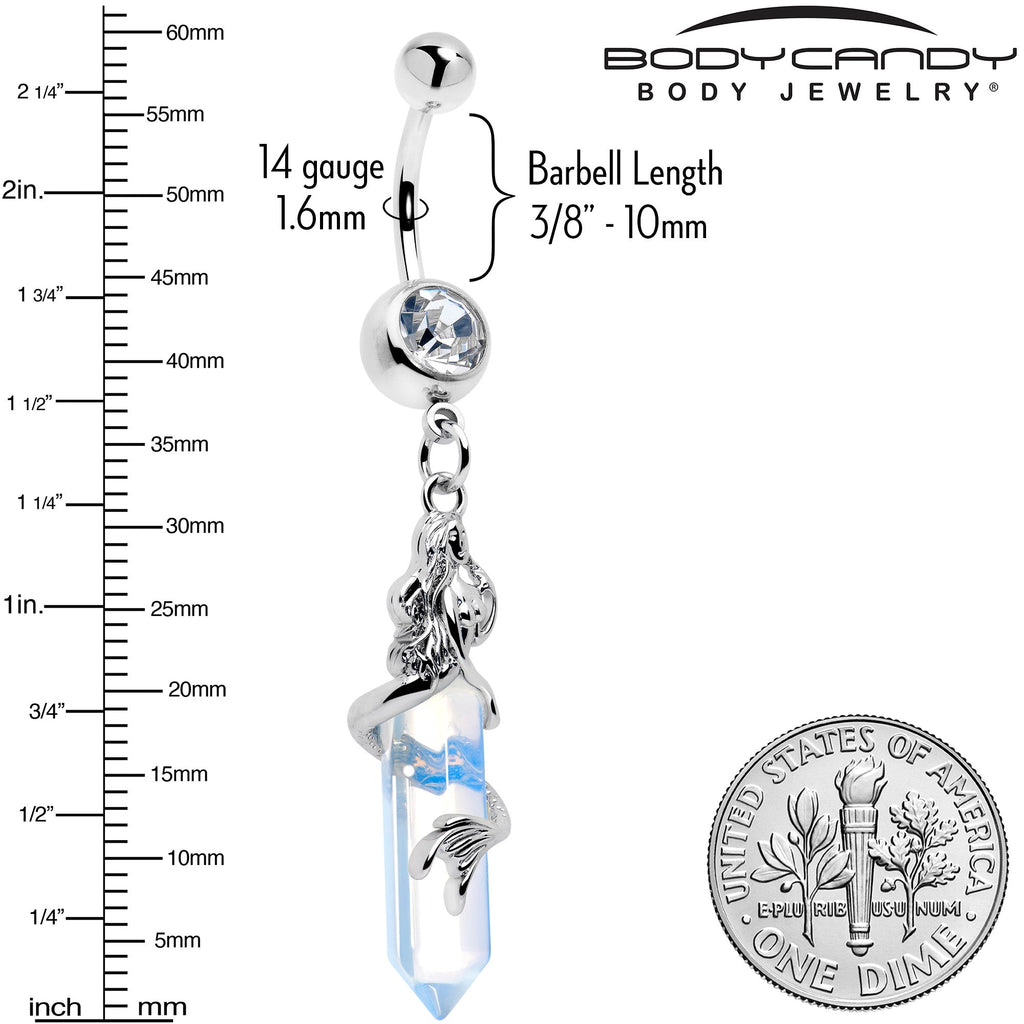 Clear Gem Mermaid Rider Dangle Belly Ring
