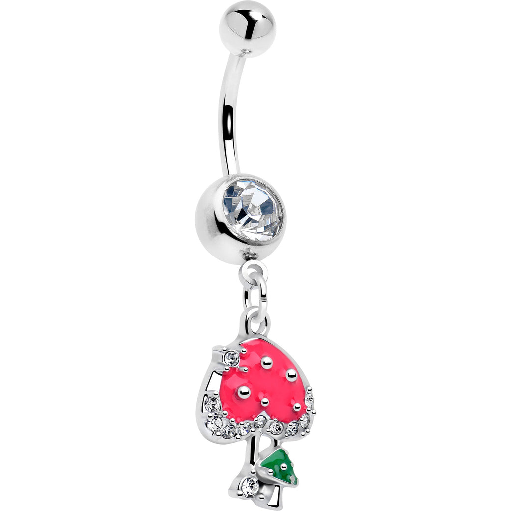 Clear Gem Glamour Shroom Mushroom Dangle Belly Ring