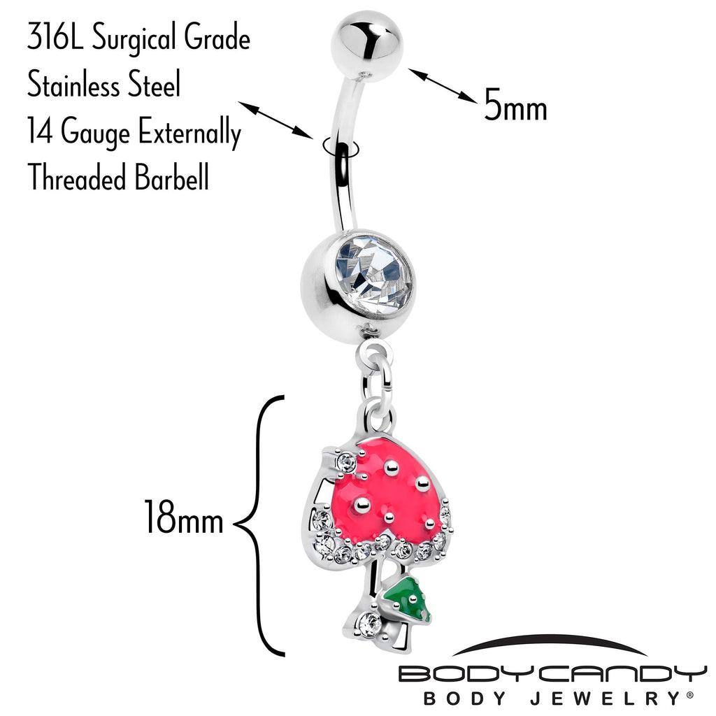 Clear Gem Glamour Shroom Mushroom Dangle Belly Ring