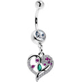 Emerald Passion CZ Gem Heart Dangle Belly Ring