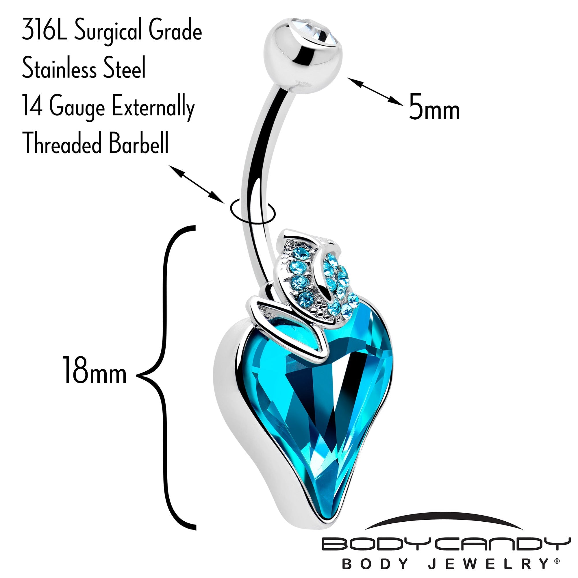 Clear Blue Gem Strawberry Love Belly Ring