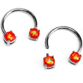 14G 9/16 Orange Faux Opal Internally Threaded Horseshoe Nipple Ring Set