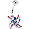 Clear Gem Festive Patriotic Pinwheel Belly Ring