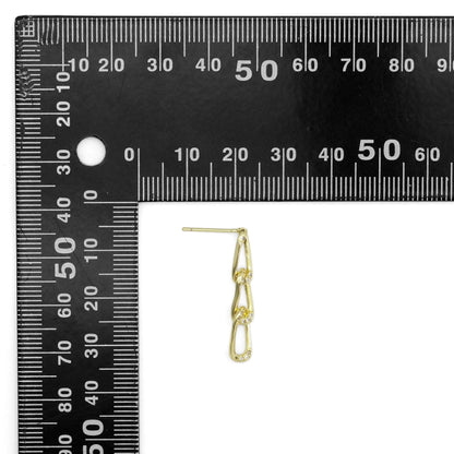CZ Gold Oval Link Dangle Earrings, Sku#LK900