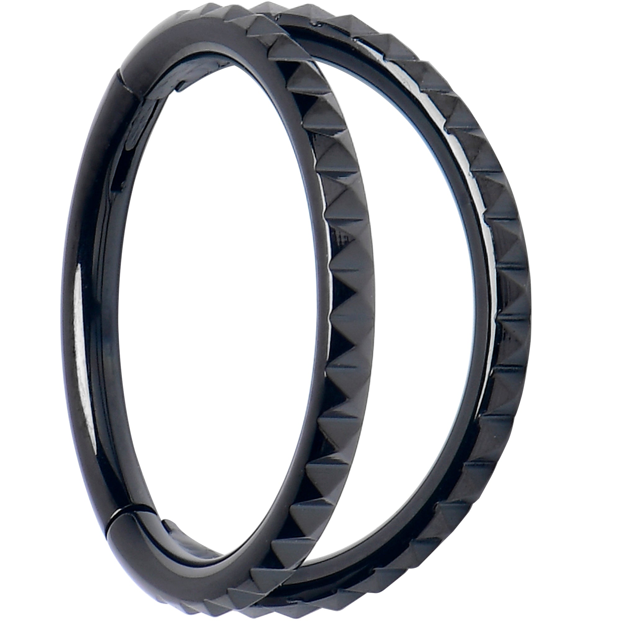 16G 3/8" Black PVD Double Spike Precision Hinged Segment Ring
