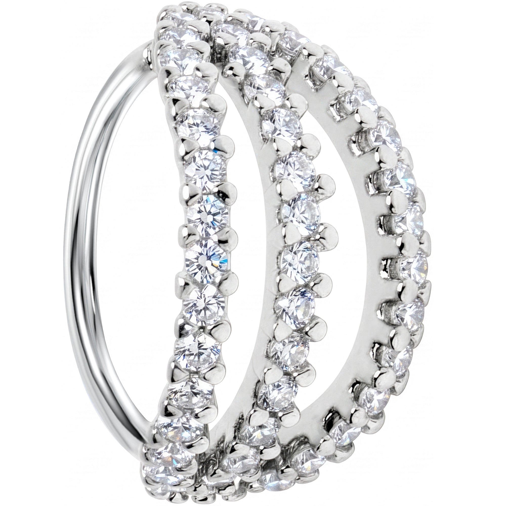 20G 5/16 Clear CZ Gem Faux Triple Hoop Nose Hoop