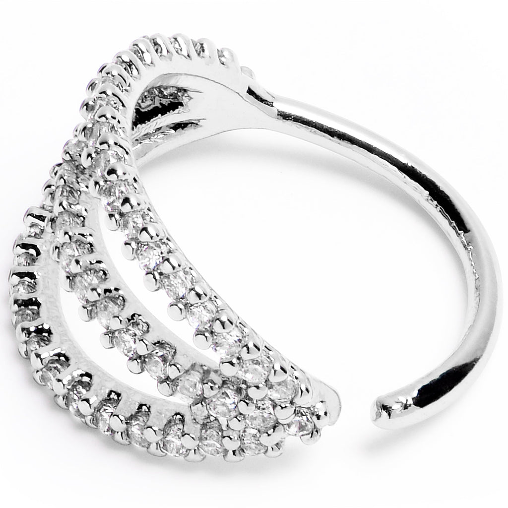 20G 3/8 Clear CZ Gem Faux Triple Hoop Nose Hoop