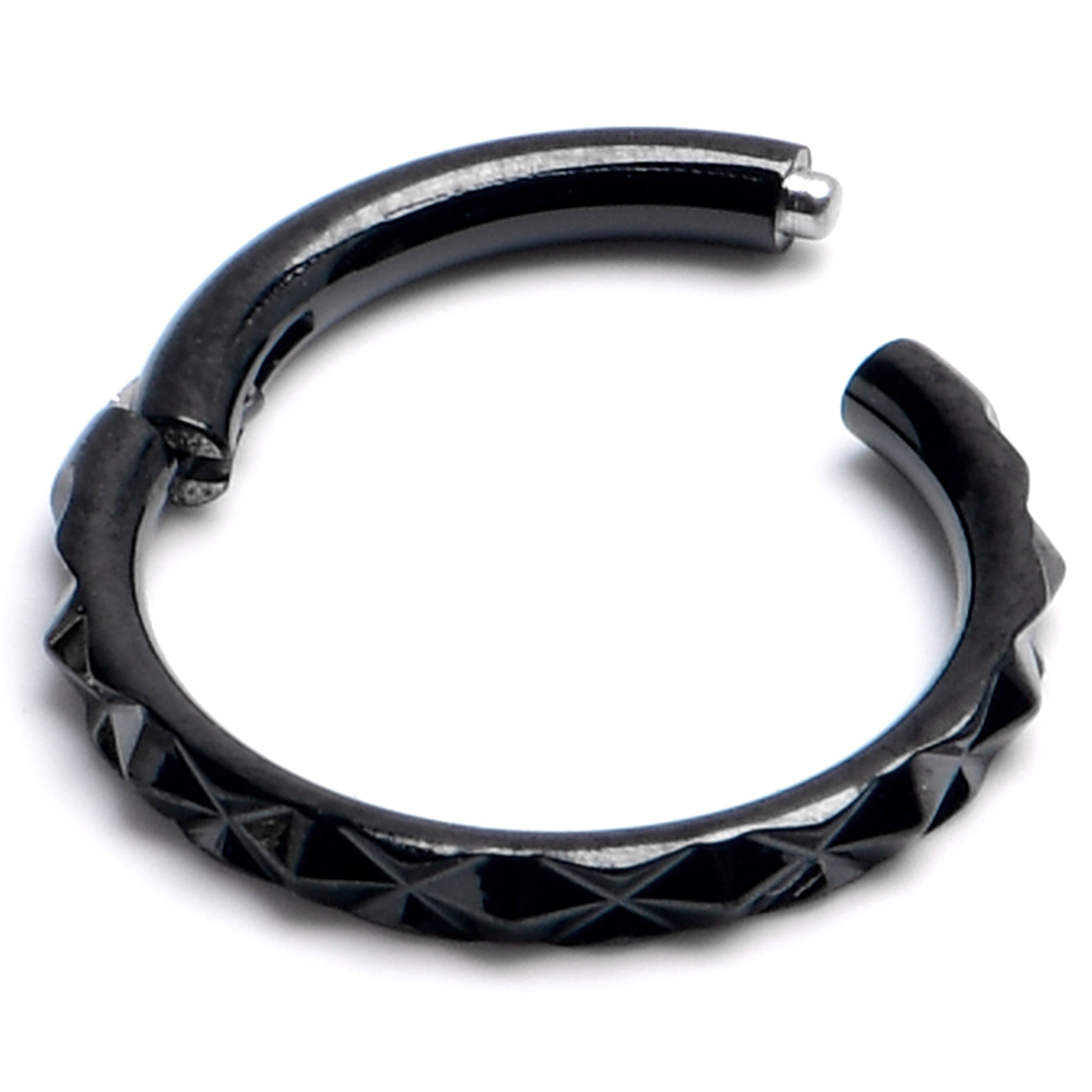 16G 5/16 Black Punk Texture Precision Hinge Segment Ring