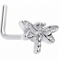 20G 7mm Dragonfly Colors L Shape Nose Ring