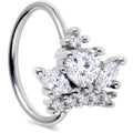 20G 5/16 Clear CZ Gem Heart Crown Nose Hoop