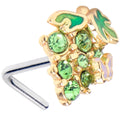20G 7mm Green Gem Butterfly Grapes L Shape Nose Ring