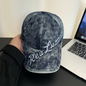 Monochrome Individuality Frayed Letter Embroidery Washed-out Vintage Trend Fashion Holey Brim Baseball Cap Street Travel