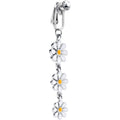 String of Daisy Flowers Dangle Clip on Fake Belly Ring