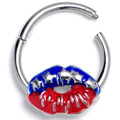 16G 3/8 Patriotic Kissy Lips Hinged Segment Ring