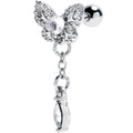 16G 1/4 Clear CZ Gem Butterfly Delight Dangle Cartilage Earring