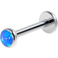 16G 5/16 Blue Synthetic Opal G23 Titanium Threadless Push In Labret