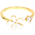 Clear Gem Hippie Flower Golden Adjustable Toe Ring