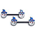 14G 9/16 Black Witch Hat Mummy Halloween Barbell Nipple Ring Set