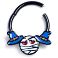 16G 3/8 Black Witch Hat Mummy Halloween Hinged Segment Ring