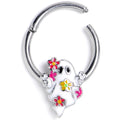 16G 3/8 Halloween Floral Ghost Hinged Segment Ring