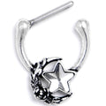 16G 5/16 Clear Gem Ornate Moon Star Cartilage Clicker
