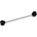 14G Open Bloom Rose Black Industrial Barbell 38mm