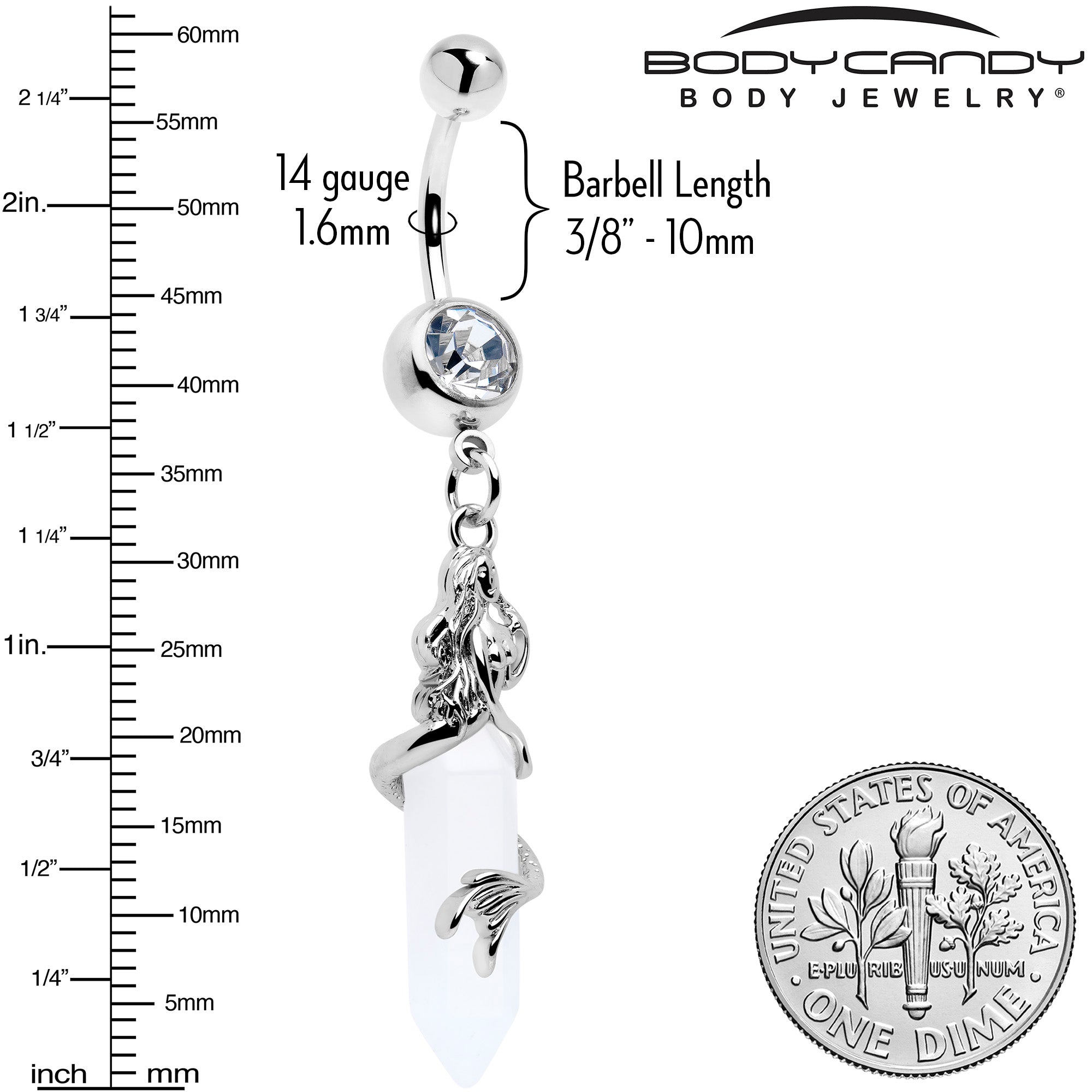 Clear Gem Mermaid Rider Dangle Belly Ring
