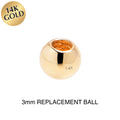 3mm 14G Solid 14k Yellow Gold Replacement Ball