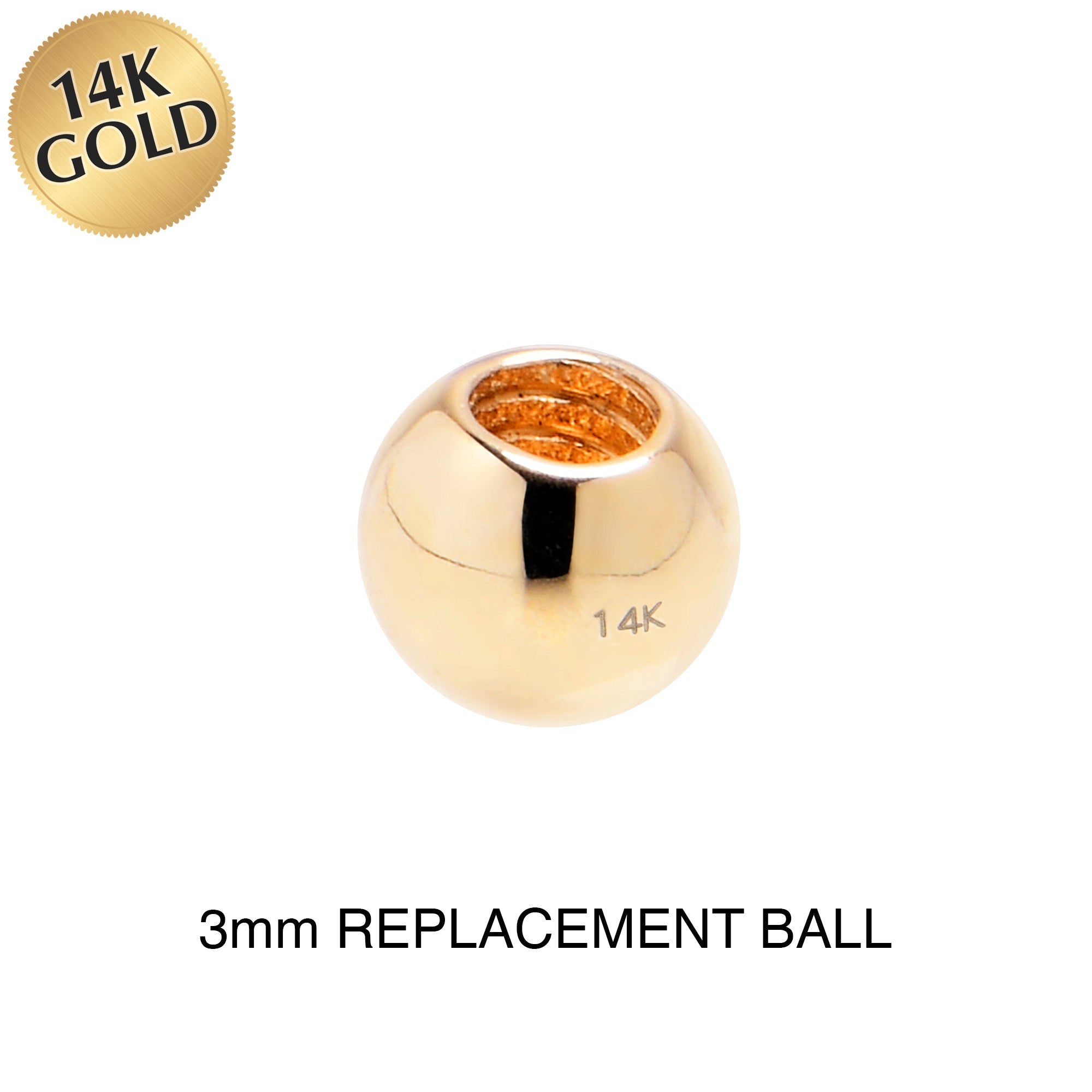 3mm 14G Solid 14k Yellow Gold Replacement Ball