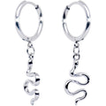 Stainless Steel Hinged Huggie Hoop Snake Dangle Earrings