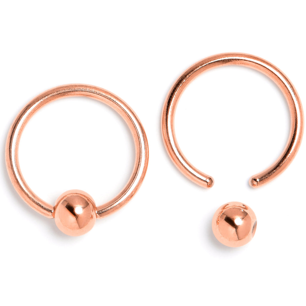 16G 3/8 Clear Gem Rose Gold Tone Mystical BCR Captive Ring Set of 4