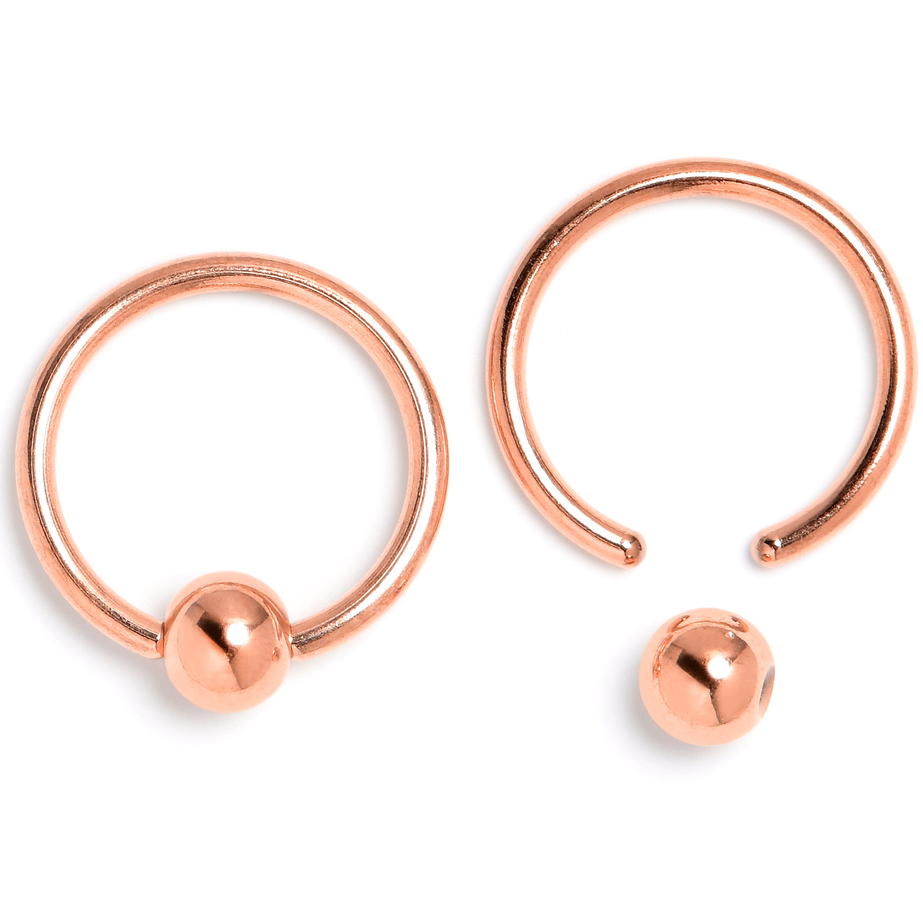 16G 3/8 Clear Gem Rose Gold Tone Butterfly BCR Captive Ring Set of 4