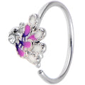 20G 5/16 Clear Gem Peacock Purple Nose Hoop